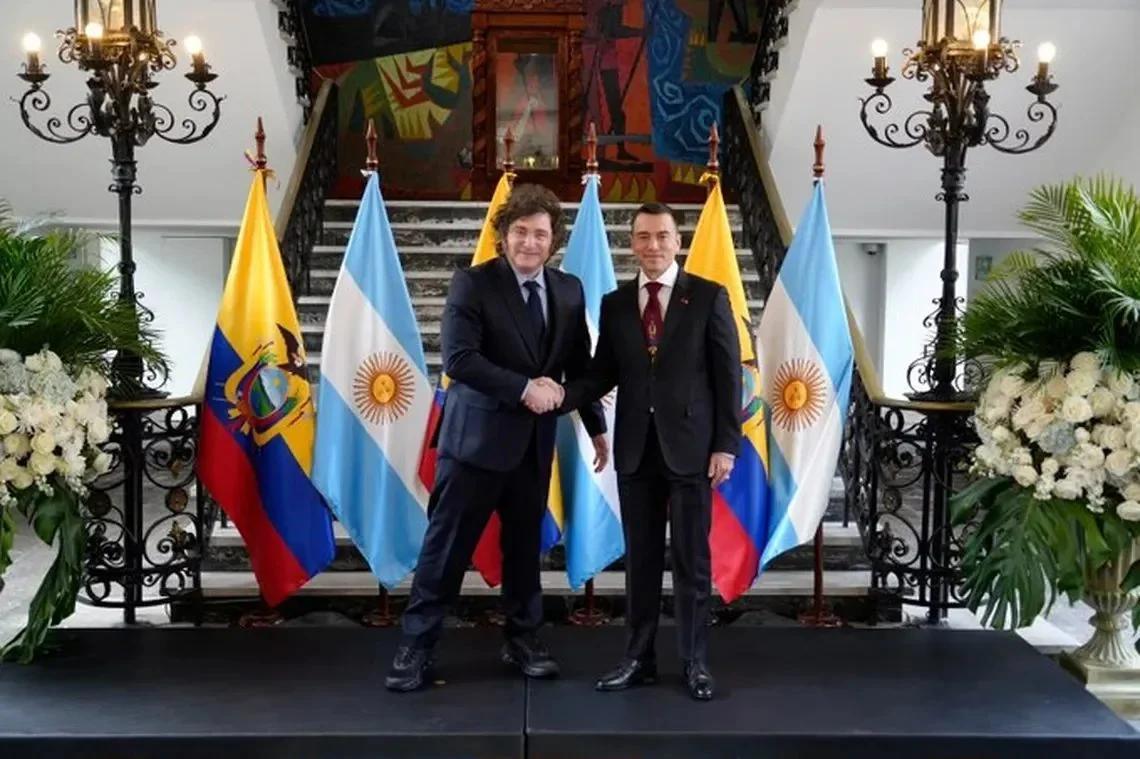 MILEI Y NOBOA FIRMAN ACUERDOS EN ECUADOR