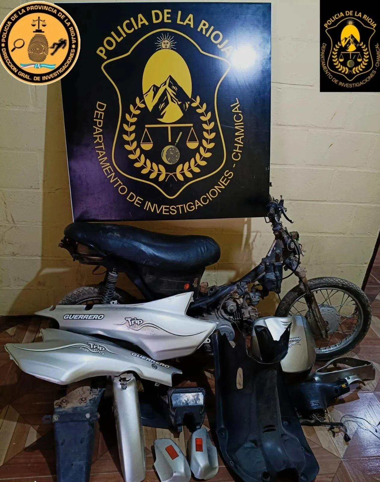 Recuperan moto robada y autopartes en Chamical